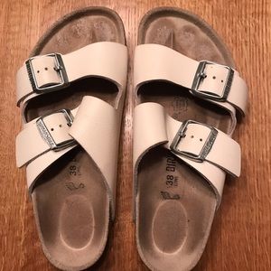 White Classic Birkenstock Sandals